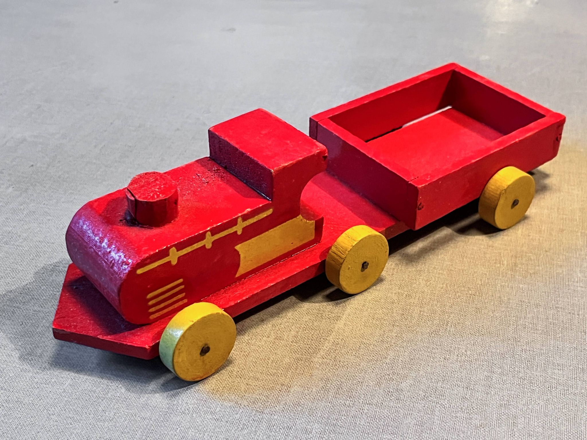 Wooden locomotive and tender, antique toy