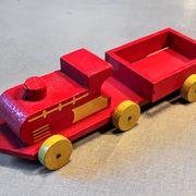 Wooden locomotive and tender, antique toy