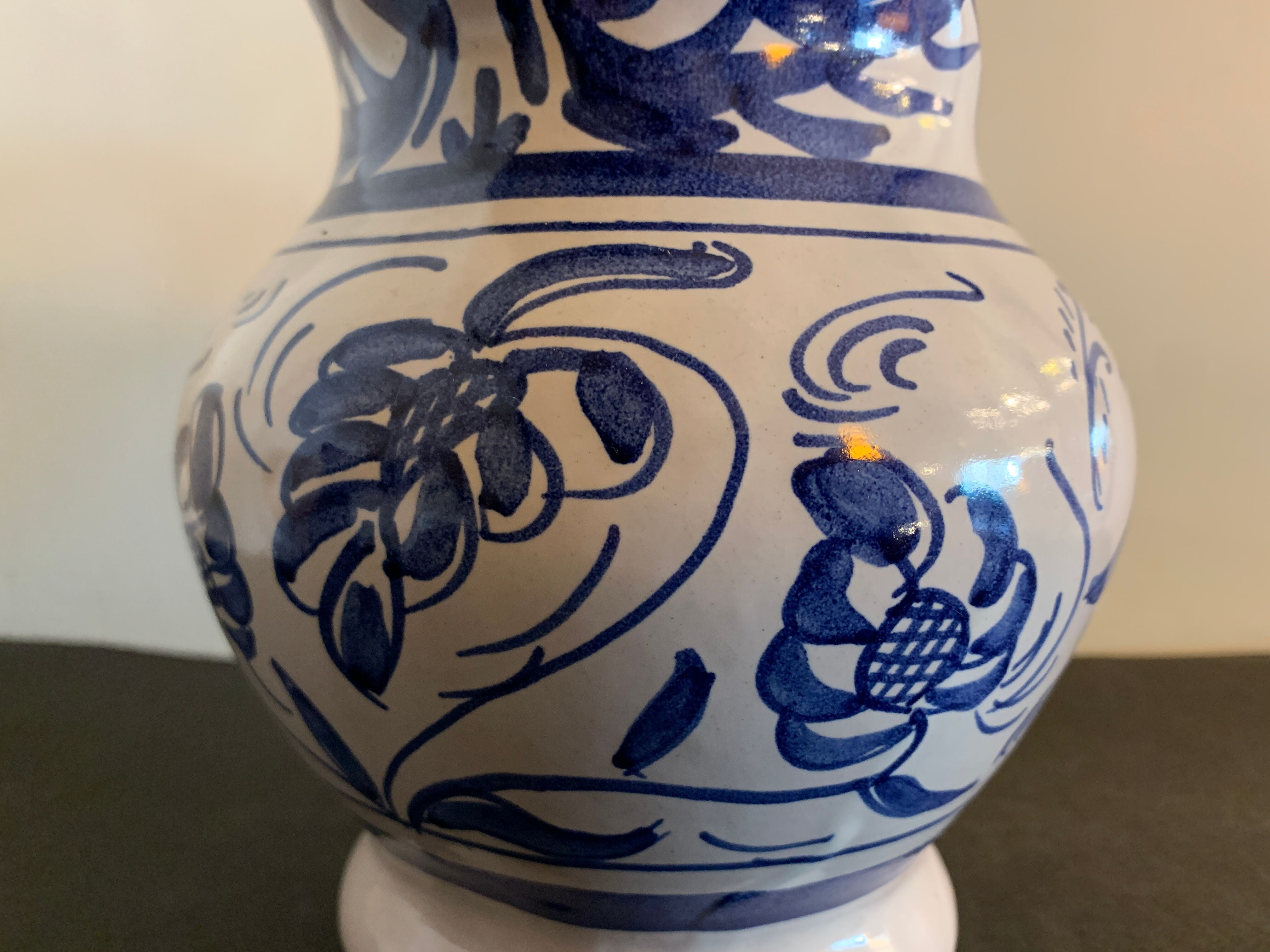 Domingo Punter blue ceramic pitcher, Teruel, 1960