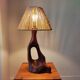 Brutalist olive wood lamp – Unique piece – 1950s