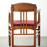 Art Nouveau design dining chair/side chair with red fabric upholstery