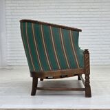 1950s, Danish 2-seater sofa, green furniture wool, oak wood.