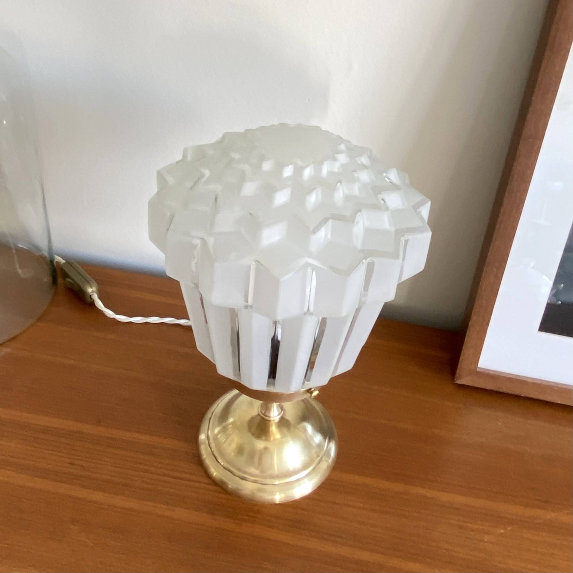 Art deco skyscraper glass globe table lamp and brass foot vintage decoration LAMP-7244