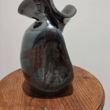 Signed enameled vase with asymmetrical free form