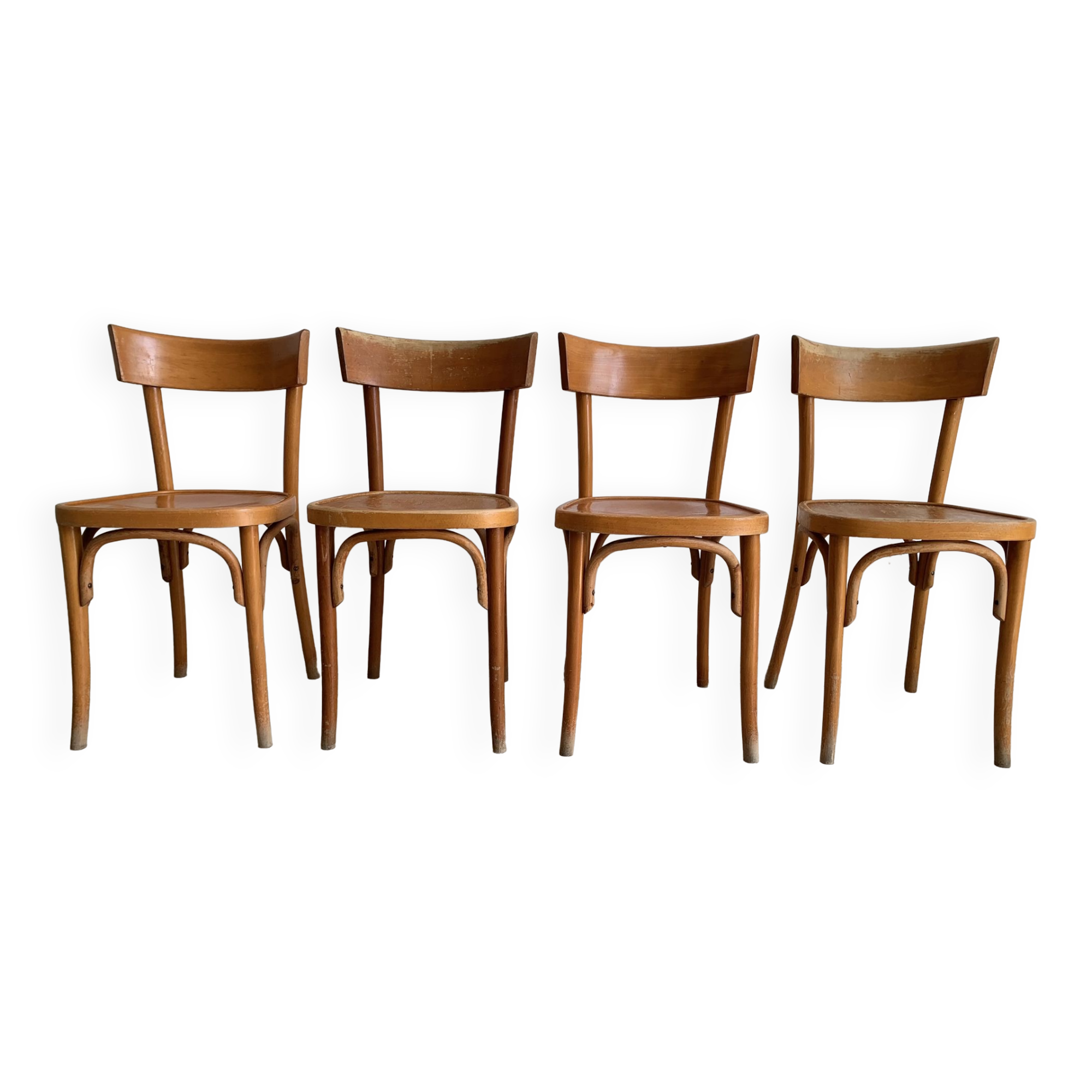 Set of 4 vintage wooden bistro chairs