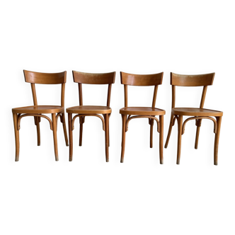 Lot de 4 chaises bistrot vintage en bois
