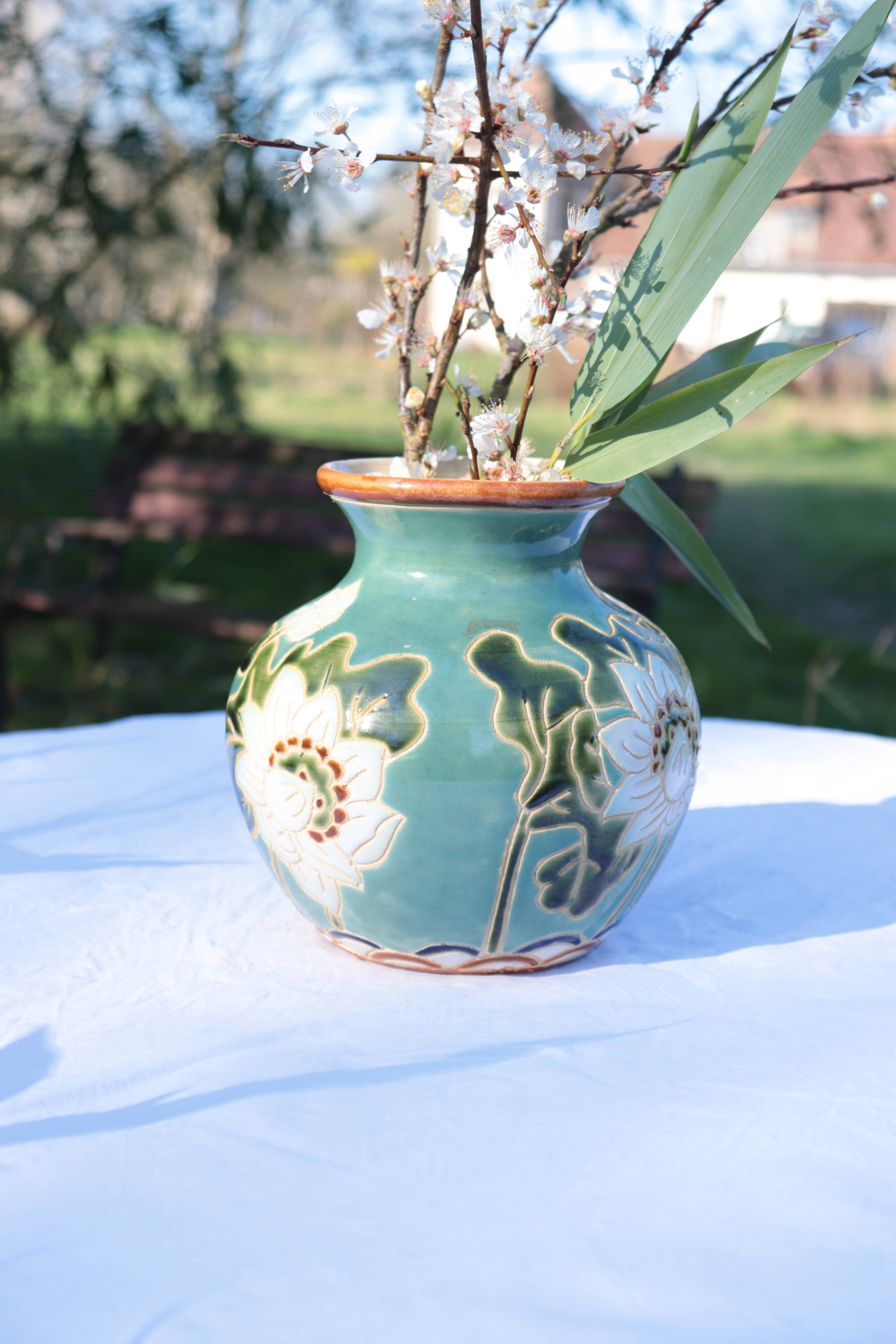 Flowered ceramic vase