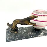 Art Deco table lamp with a dog figure