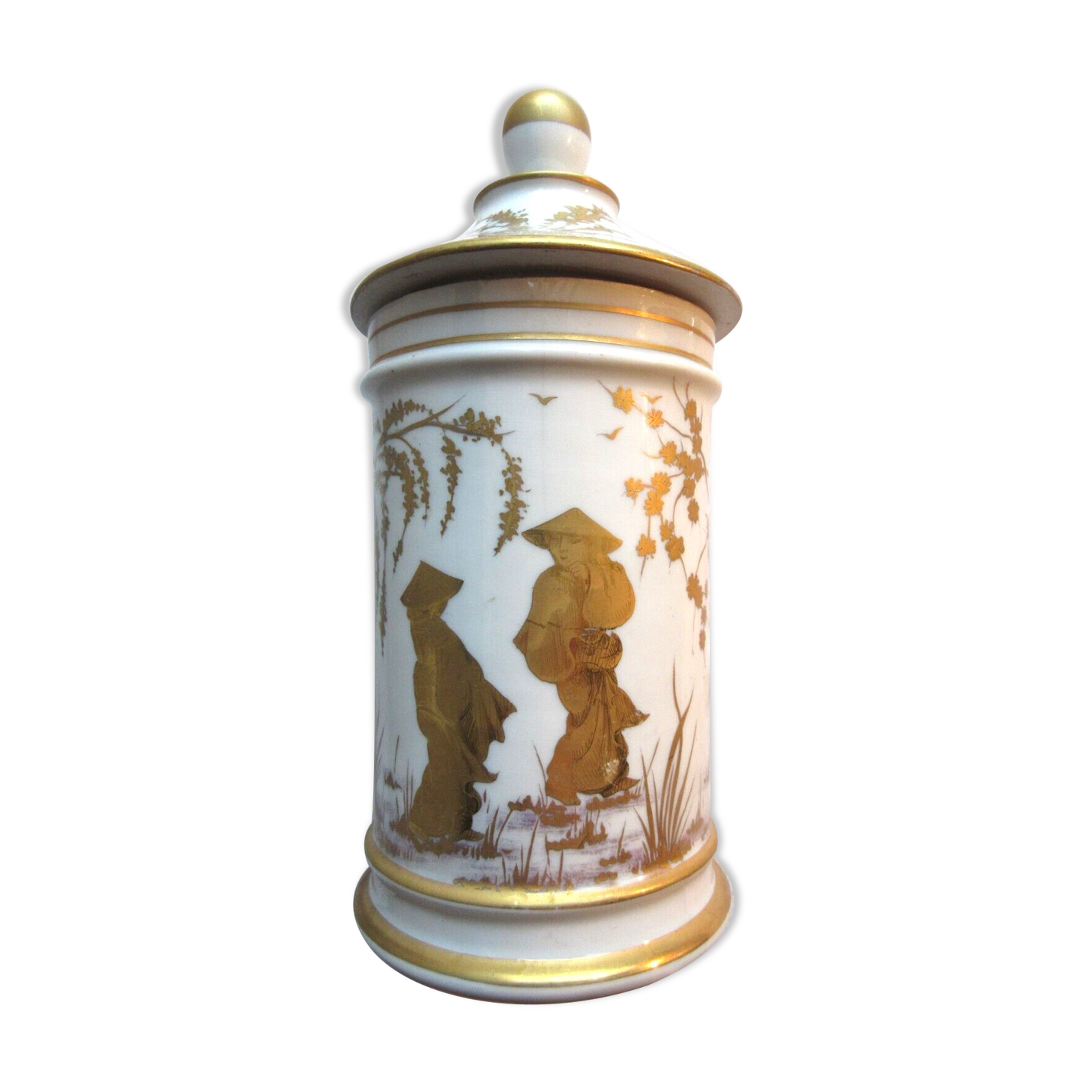 Pharmacy pot, Paris porcelain Asian decoration with fine gold: Napoleon III
