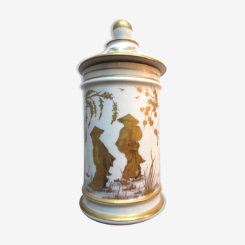 Pharmacy pot, Paris porcelain Asian decoration with fine gold: Napoleon III
