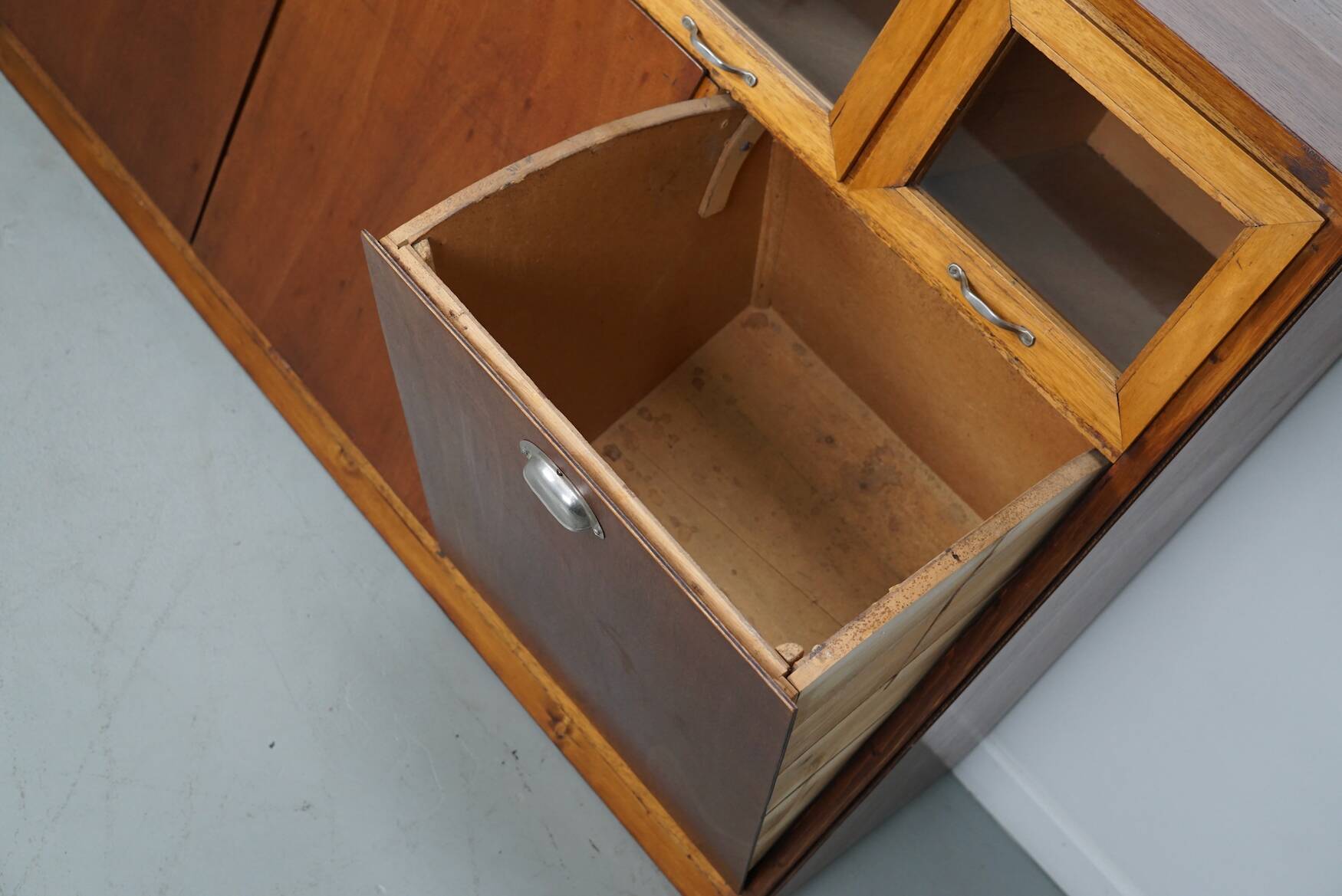 Vintage Dutch Beech & Oak Haberdashery Shop / Grain Cabinet, 1950s