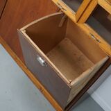 Vintage Dutch Beech & Oak Haberdashery Shop / Grain Cabinet, 1950s