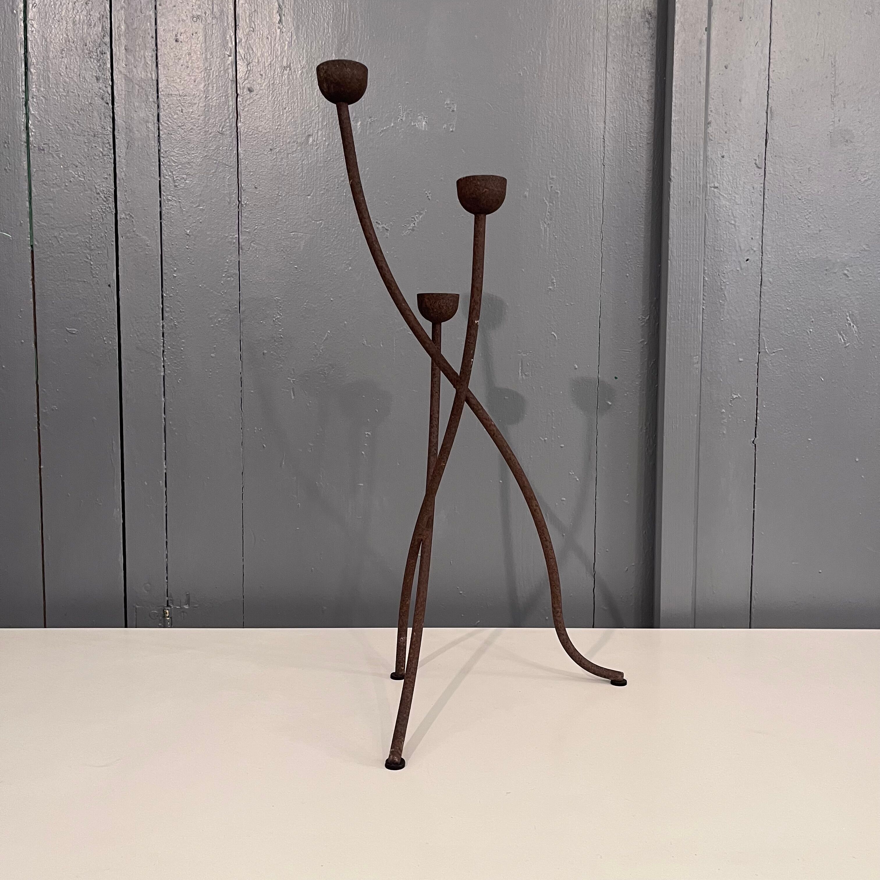 Brutalist tripod candle holder 1960