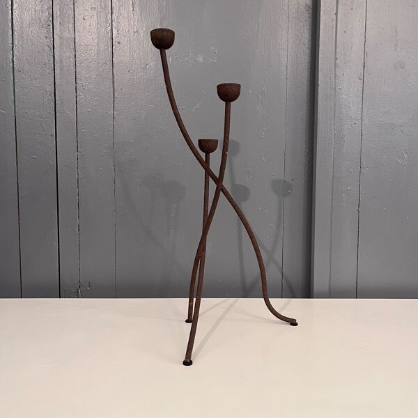 Bougeoir brutaliste tripode 1960