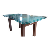Cattelan Italia designer table – Tempered glass + extensions – Dark wood legs