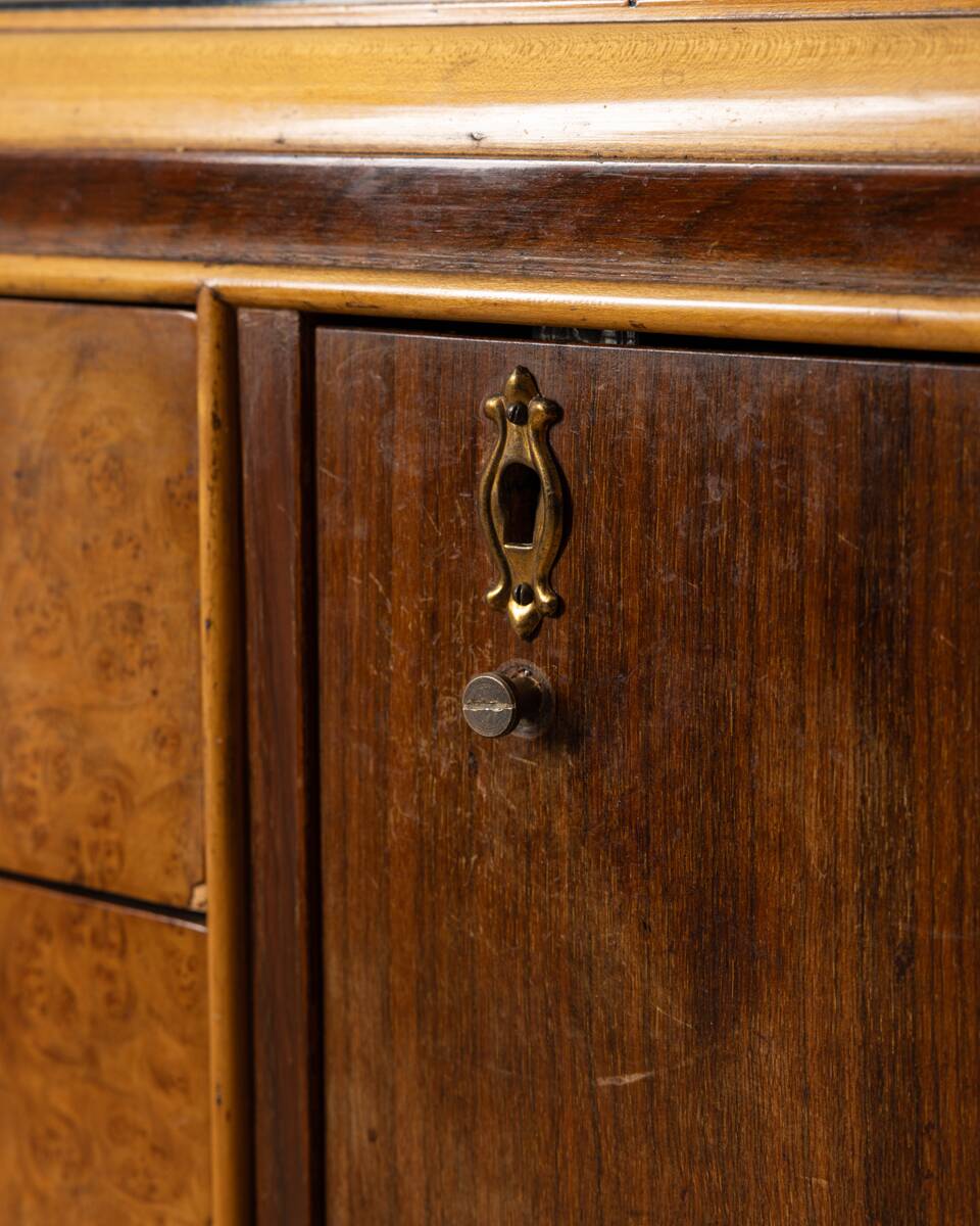 SIDEBOARD VINTAGE 30'S SIDEBOARD IN WOOD AND GLASS ITALIAN ART DECO DESIGN