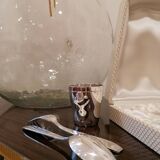 Silver metal fork and spoon set
