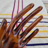 Carved wooden ring holder signed 70s