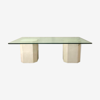 "Octagonal" concrete and glass coffee table, 1970