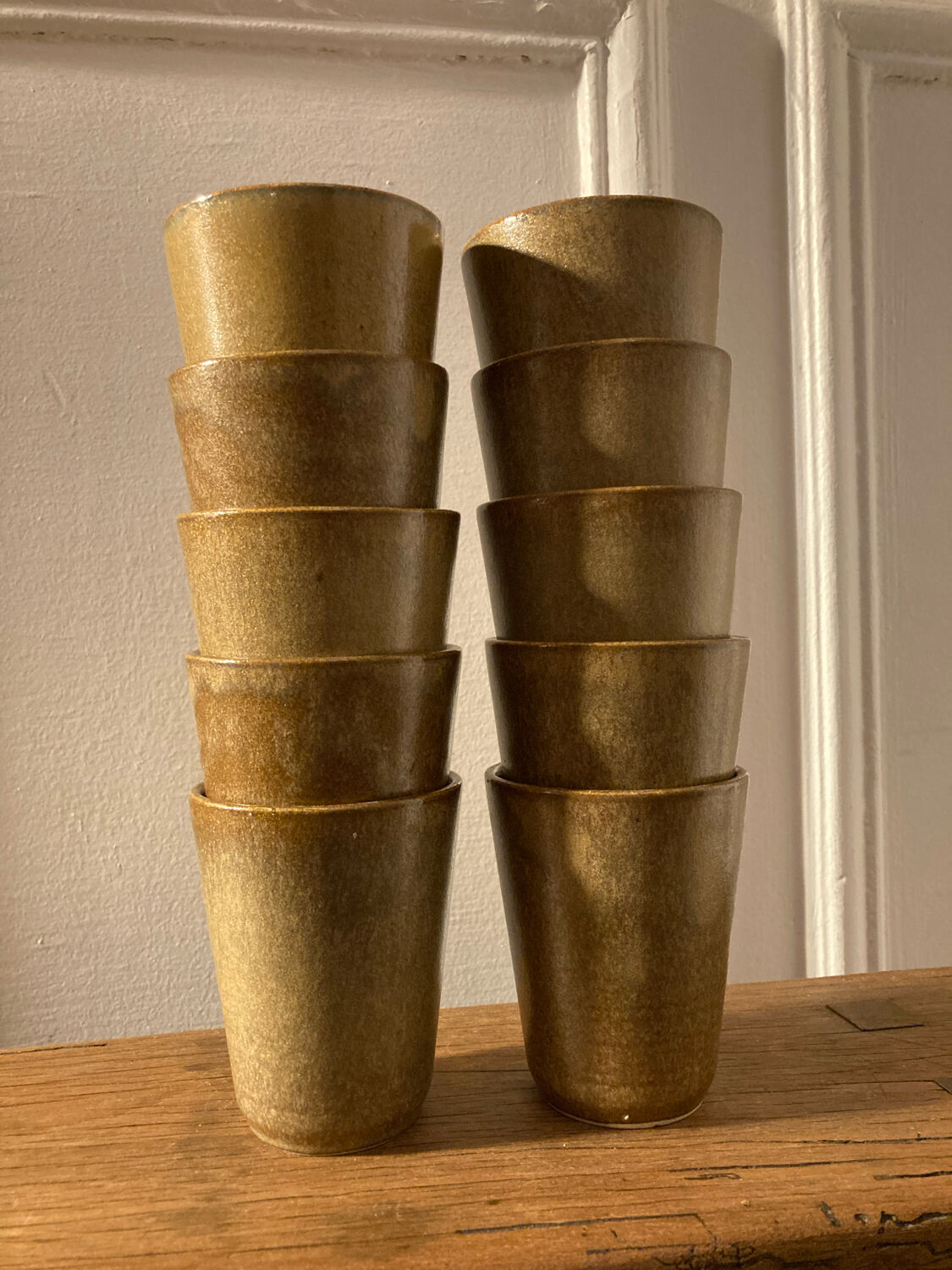 10 Digoin stoneware cups