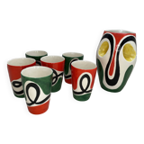 Service (vase et verres en céramique émaillée) signé Roland Brice