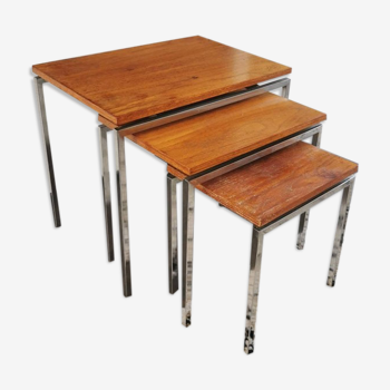 Vintage pull-out tables, side tables, 1970
