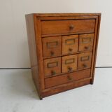 Antique oak watchmakers cabinet with drawers