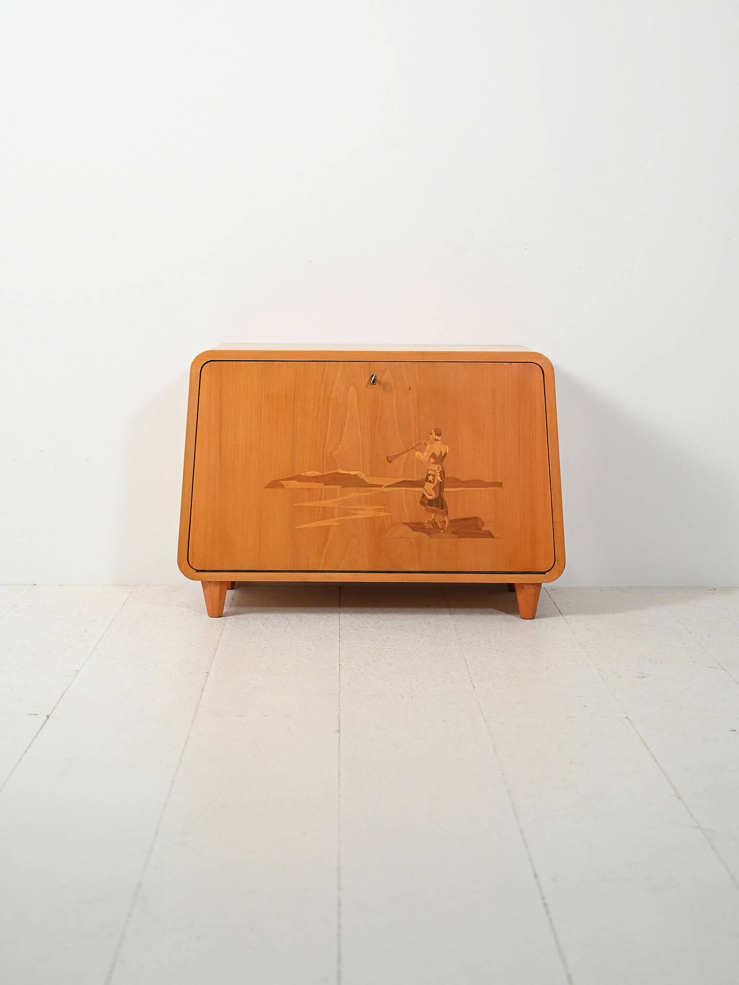 Scandinavian 1940s elm cabinet with inlay
