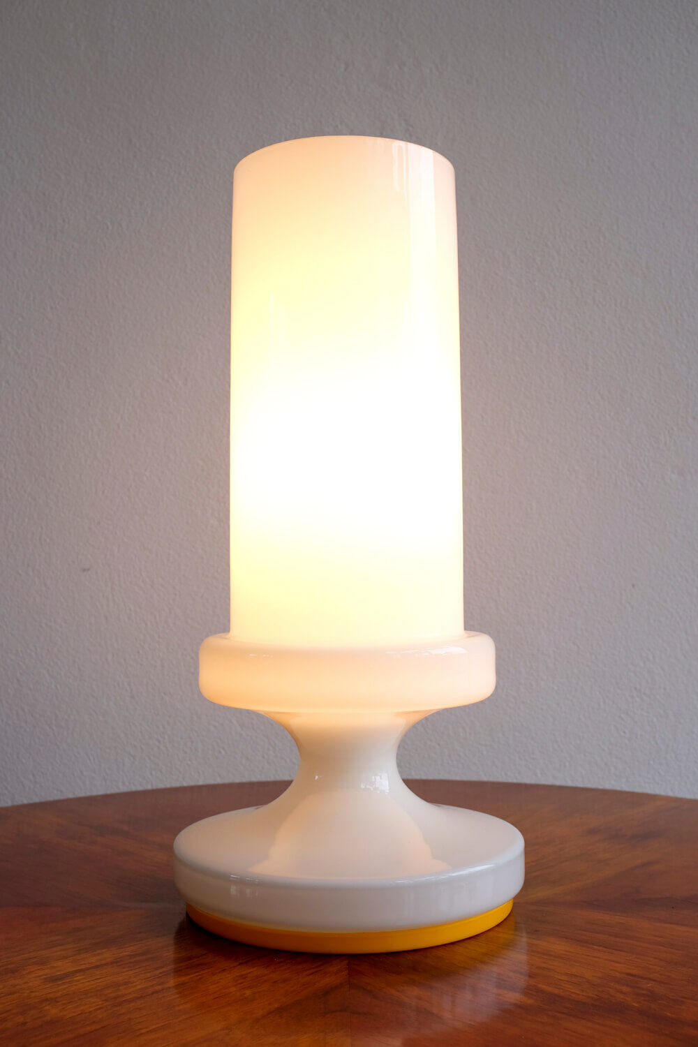 Vintage white opaline glass lamp by Valašské Meziříčí Czechoslovakia, 1970s