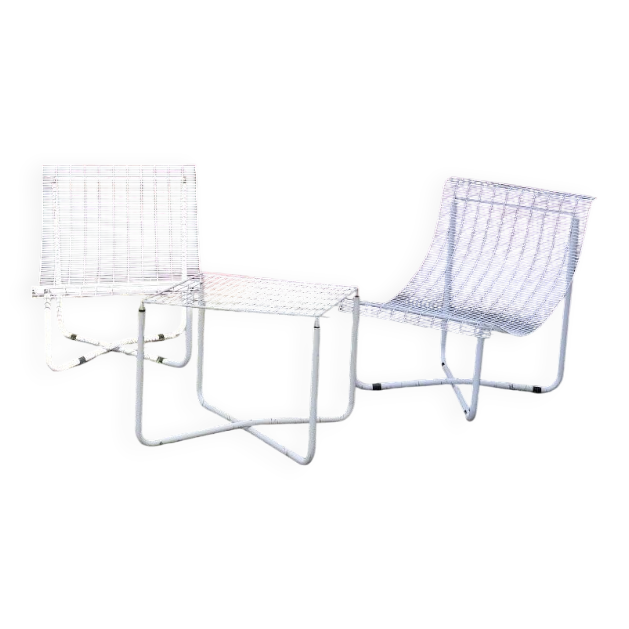 Garden furniture set with 2 vintage Habitat armchairs and 1 vintage Ikea table