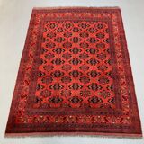 Vintage Afghan Turkoman Khalmohammadi Rug 284x213 cm, Red, Black Tribal Large