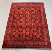 Vintage Afghan Turkoman Khalmohammadi Rug 284x213 cm, Red, Black Tribal Large