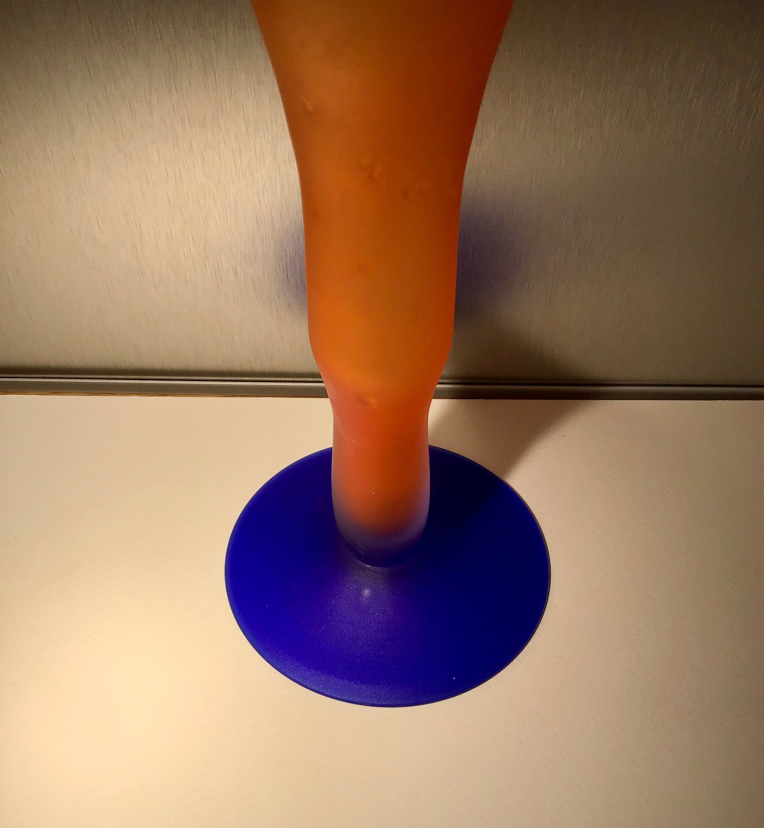 Vase soliflore shaped orange tulip and blue years 70