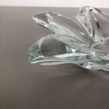 Large French Floral Crystal Glass Shell Bowl by Art Vannes, France, 1970s