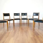 6 chaises scandinave teck et skaï vintage 1960