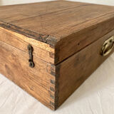 Wooden storage chest old vintage tool box
