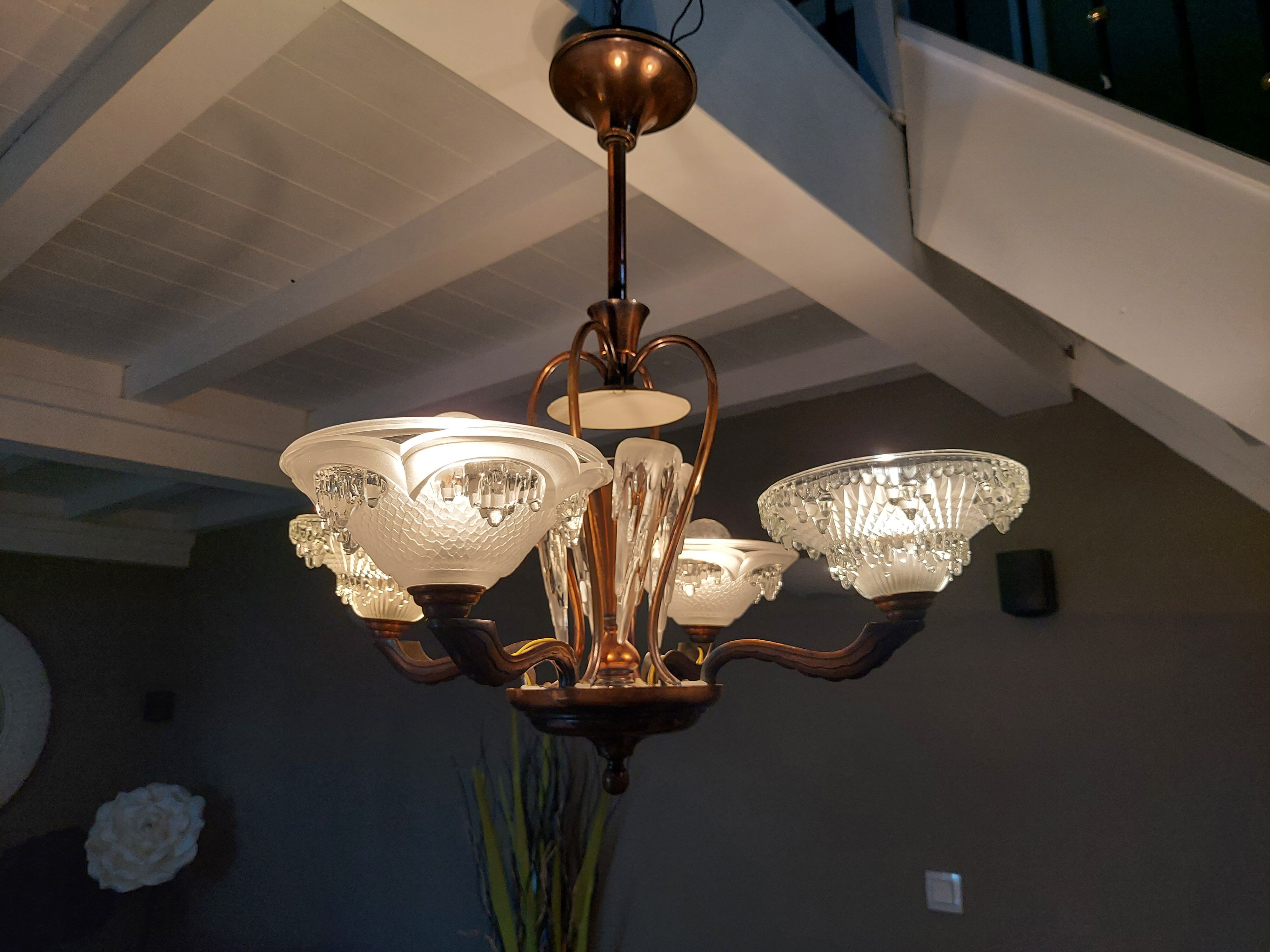 Vintage Art Deco chandelier 1950s