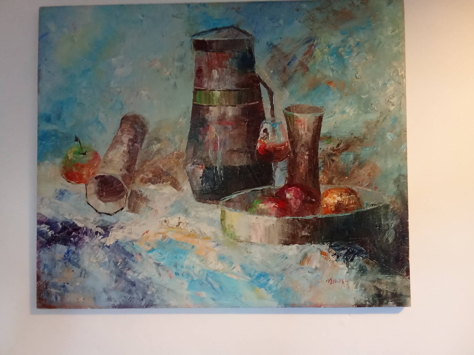 Still life painting in oil on canvas