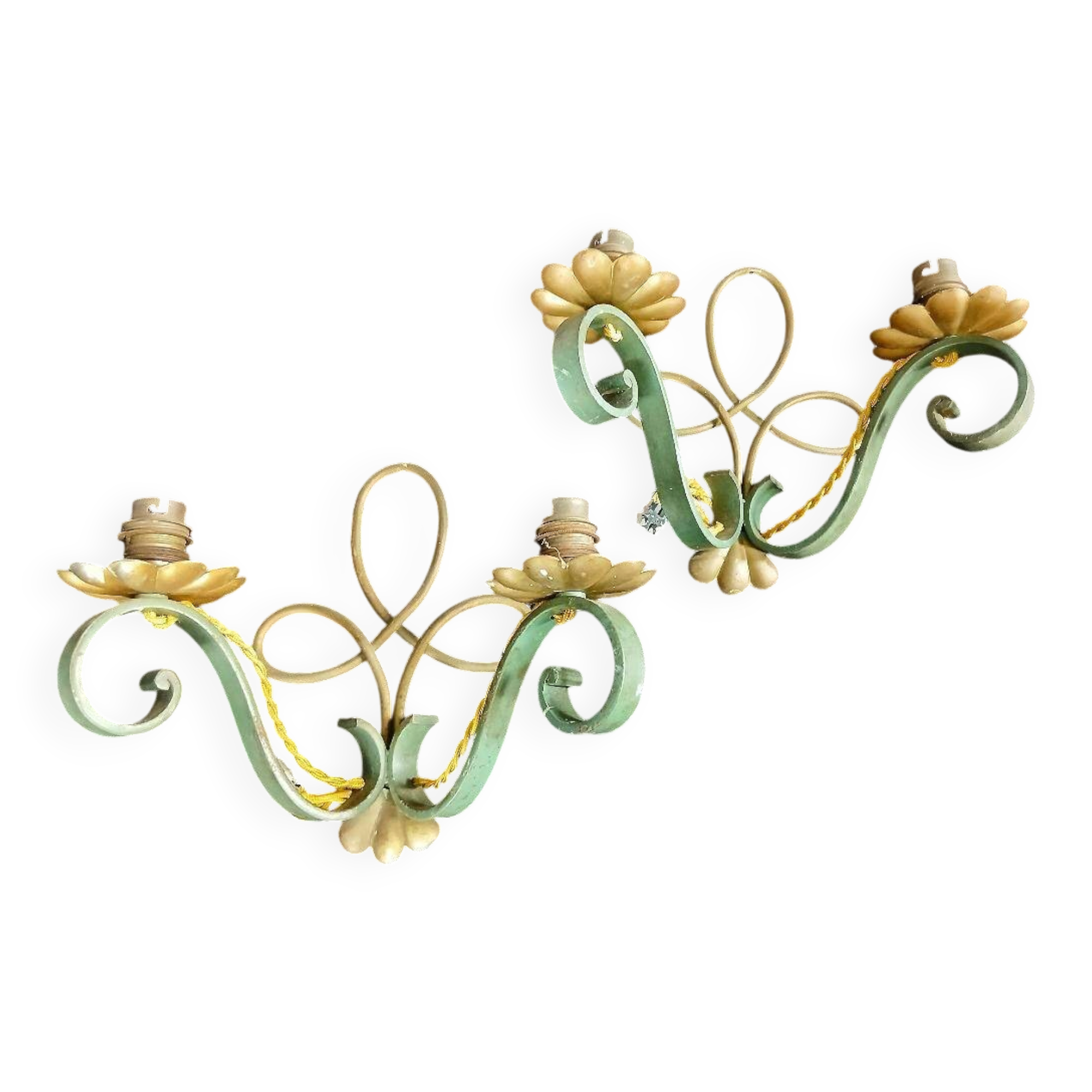 Art Deco wrought iron appliques in the style of Leleu 1940.