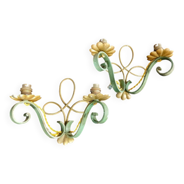 Art Deco wrought iron appliques in the style of Leleu 1940.