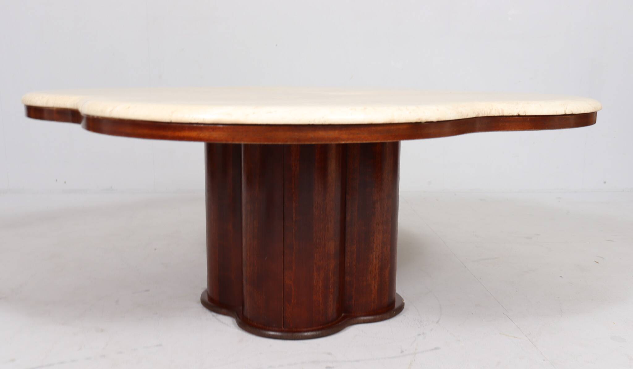 Coffee table with cloverleaf-shaped travertine top, Italy, 1970s