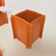 70's orange wood desk set, sorter, vintage pencil jar