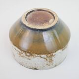 Beige ceramic cup or dish, cache pot with white lava pattern