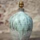 Vintage blue/grey glazed stoneware lamp, round lamp base, lamp stand.