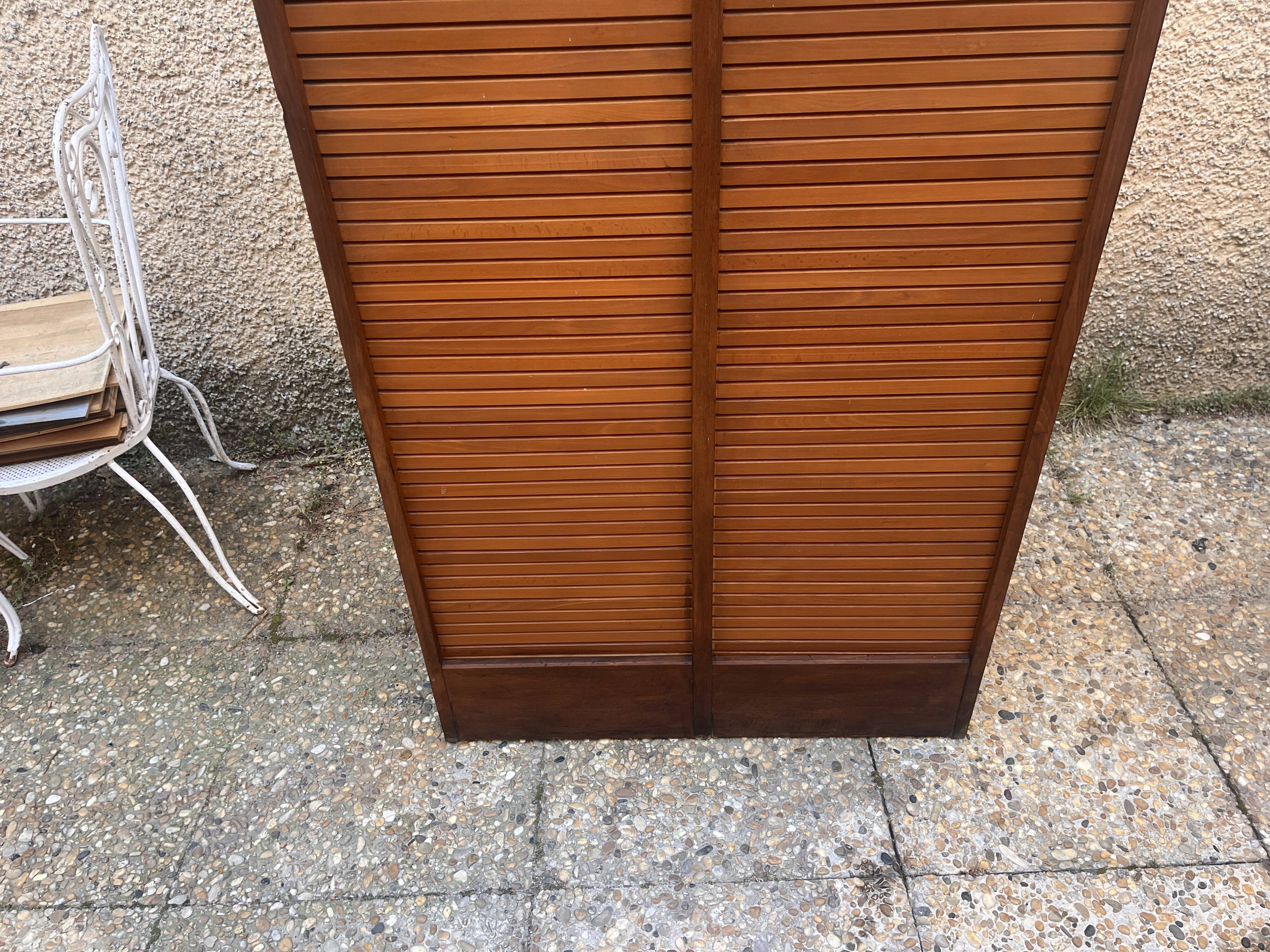 Classeur double à rideaux en bois Radia, années 50-60