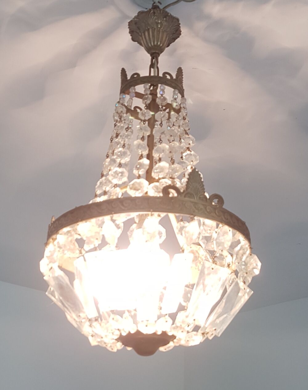 Lustre montgolfière à pampilles