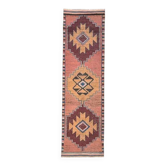 Tapis turc Oushak fait main en laine et coton rose, années 1970
