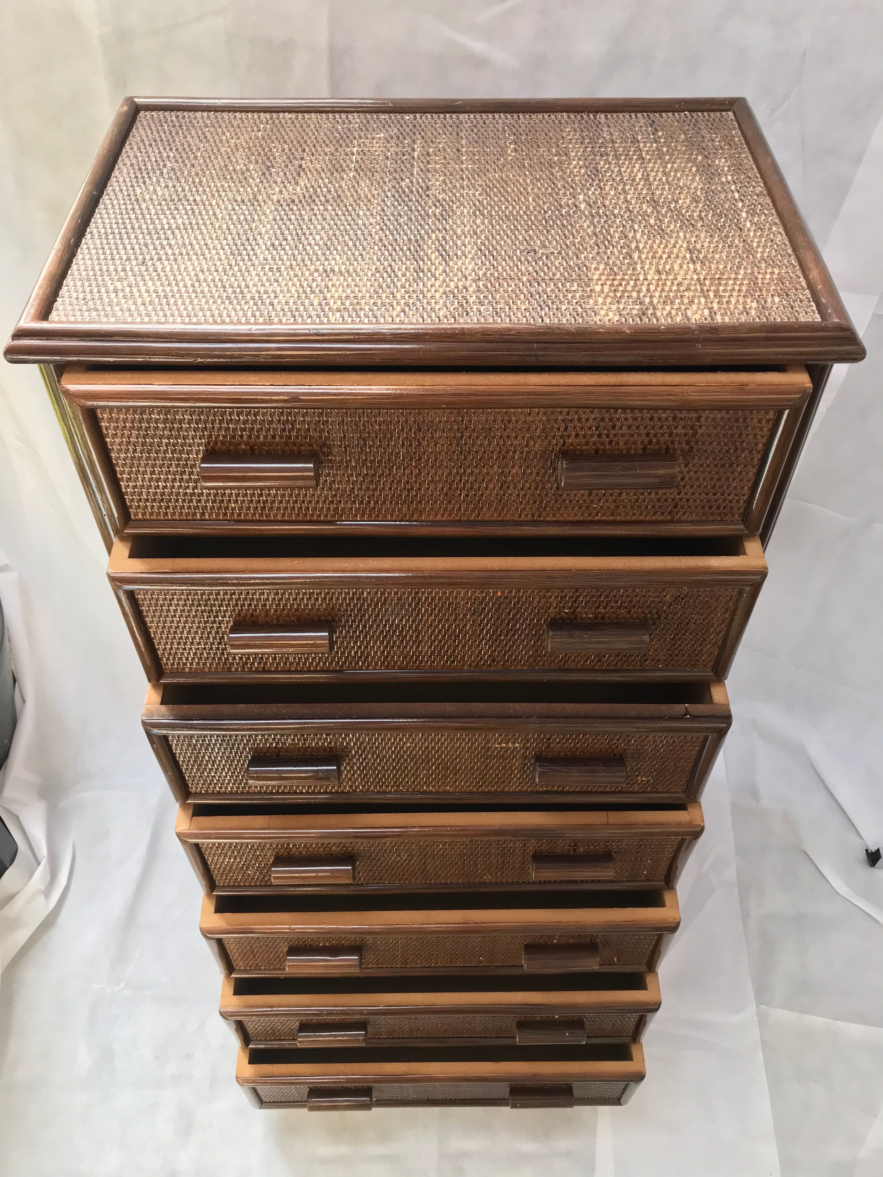 Rattan chest of drawers 7 drawers