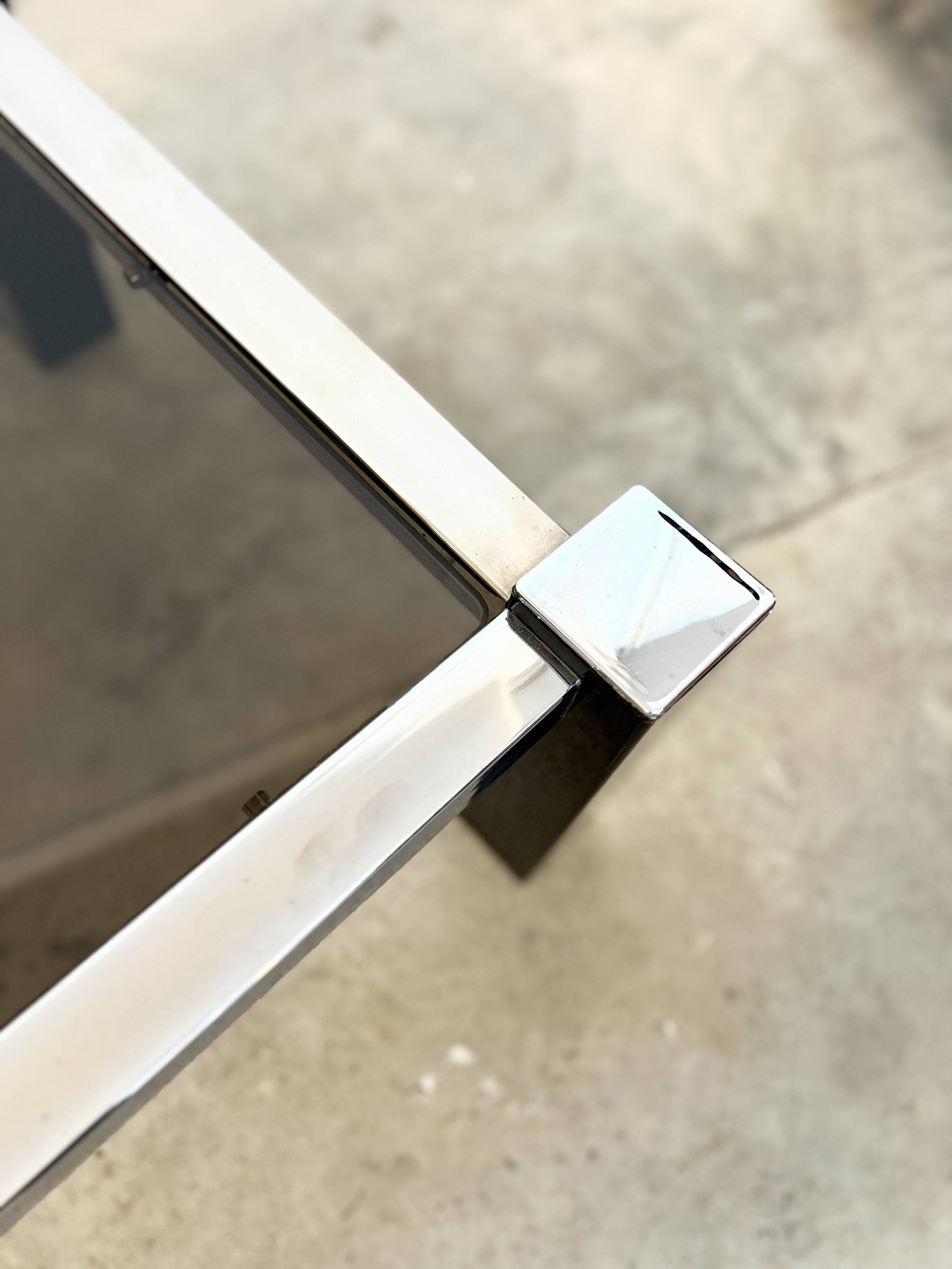 Black & Chrome Design Coffee Table – Smoked Glass