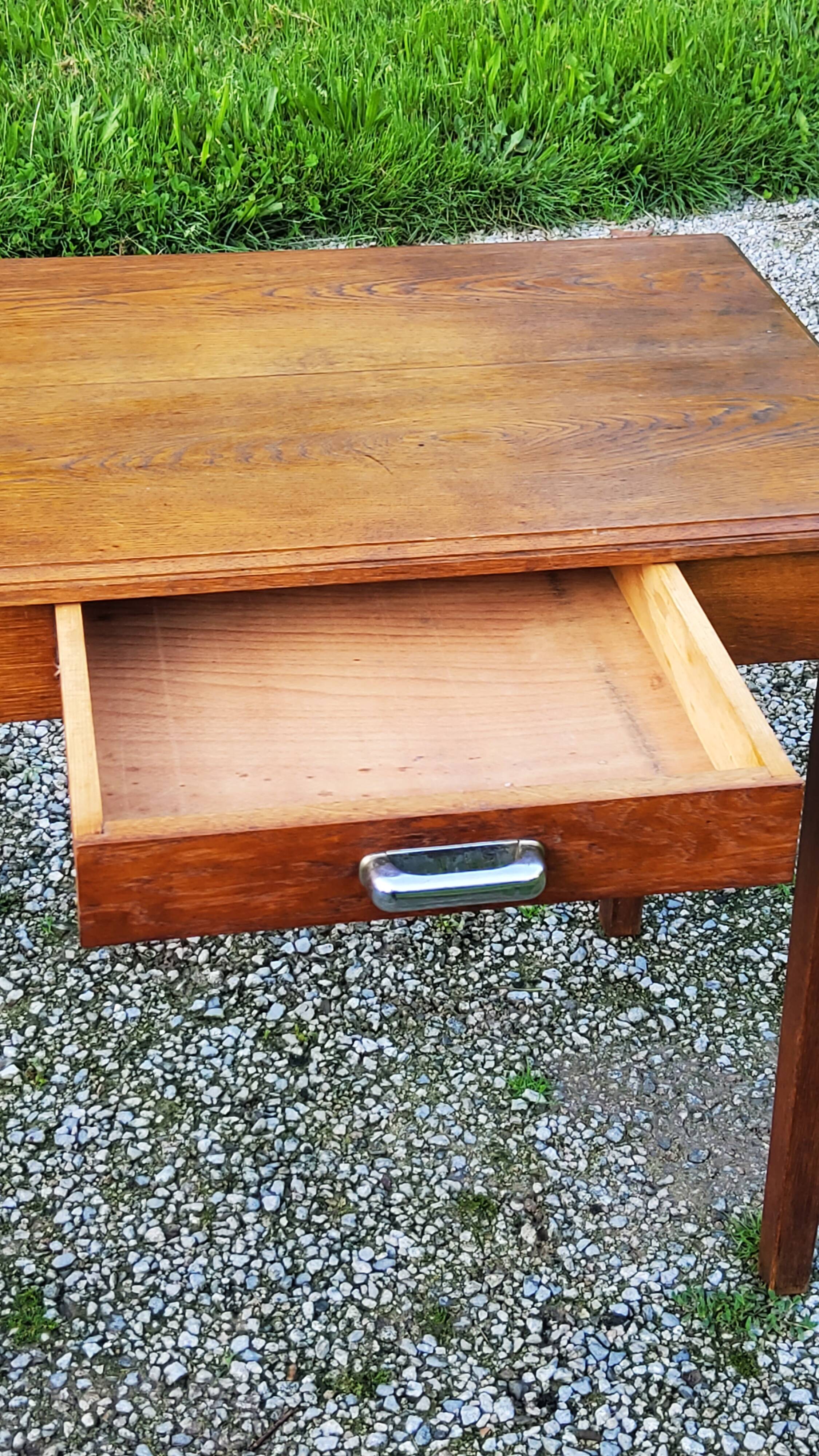 Oak writing table with spindle legs, early 20th century